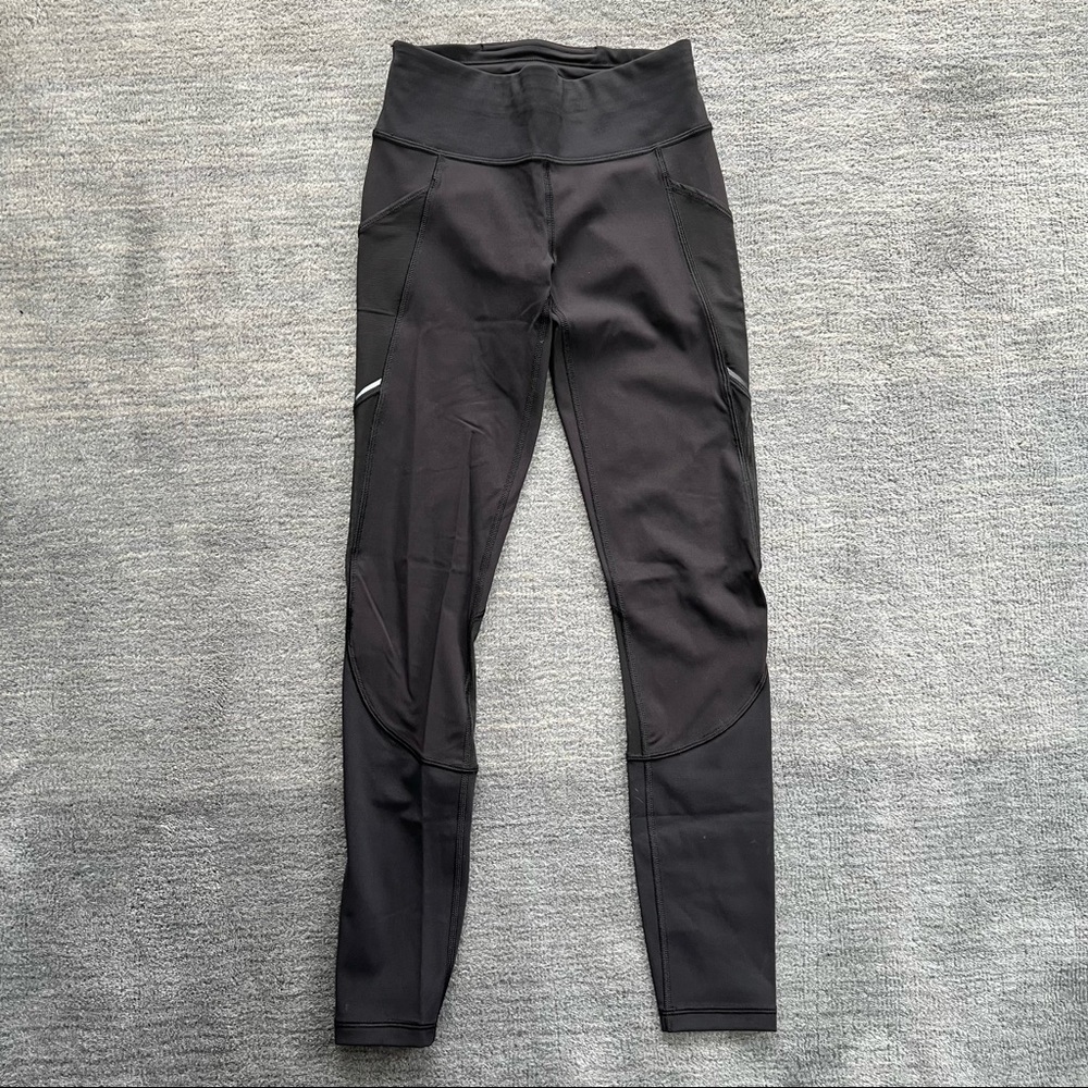 LULULEMON BLACK MESH INSERT LEGGINGS